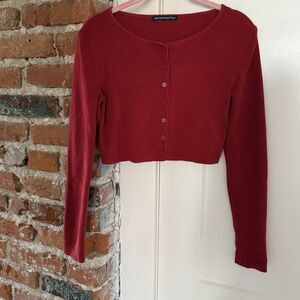 Brandy Melville Women’s Long Sleeve Cropped Cardigan One Size Button Up Ribbed